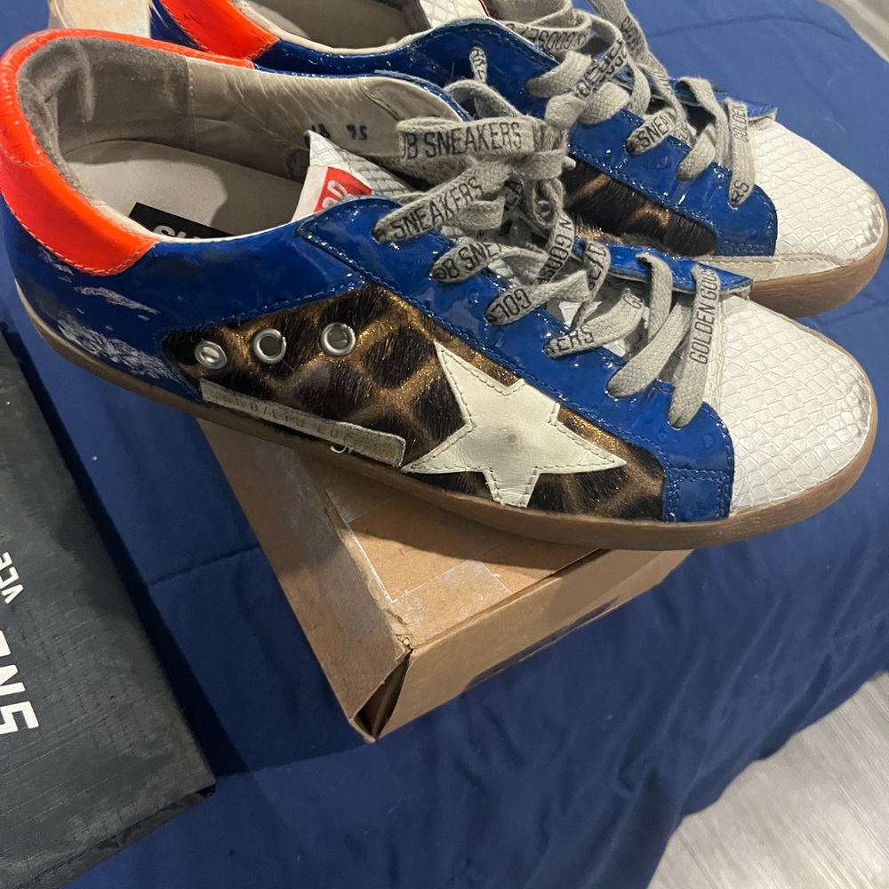Golden Goose Deluxe Brand Blue and Leopard Sneakers